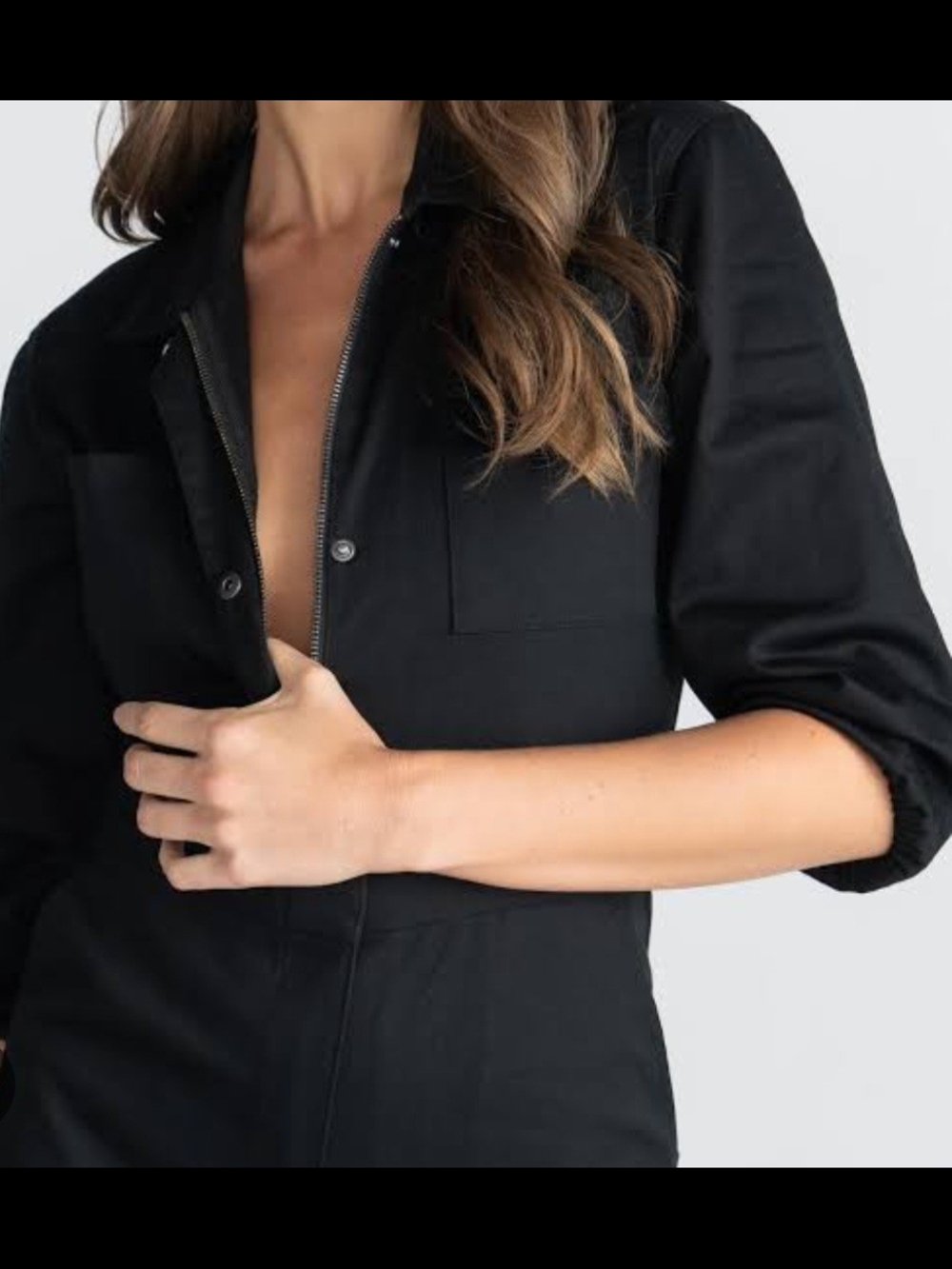 Rivet Utility The Charmer Black Cropped Jumpsuit with Zip Front